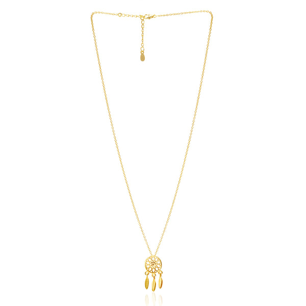 18k Gold Plated Silver Dream Catcher Necklace