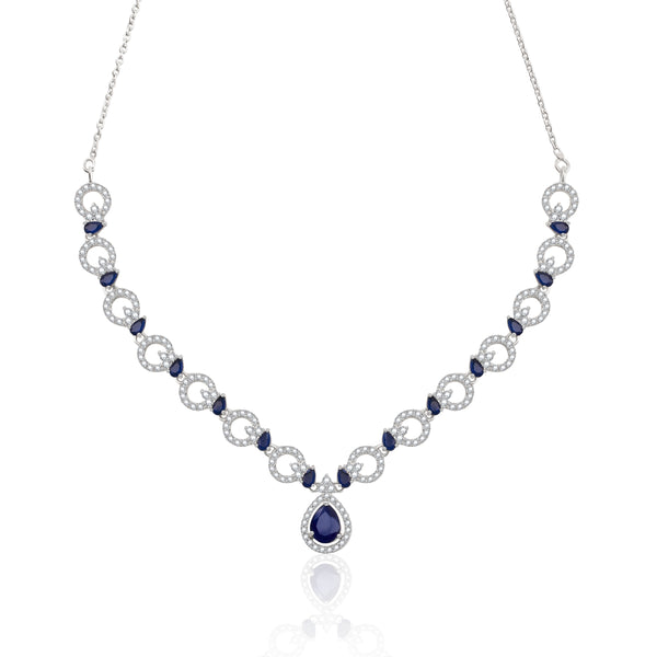 Blue & White Zircon Allure Silver Necklace