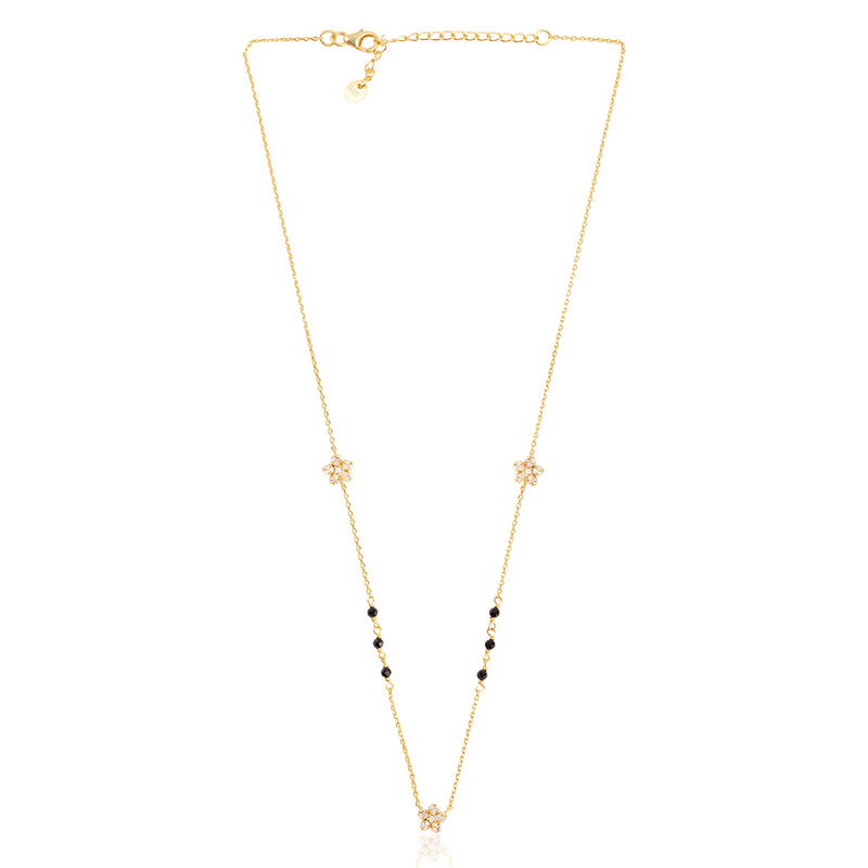 18k Gold Plated Minimalistic Floral Silver Mangalsutra