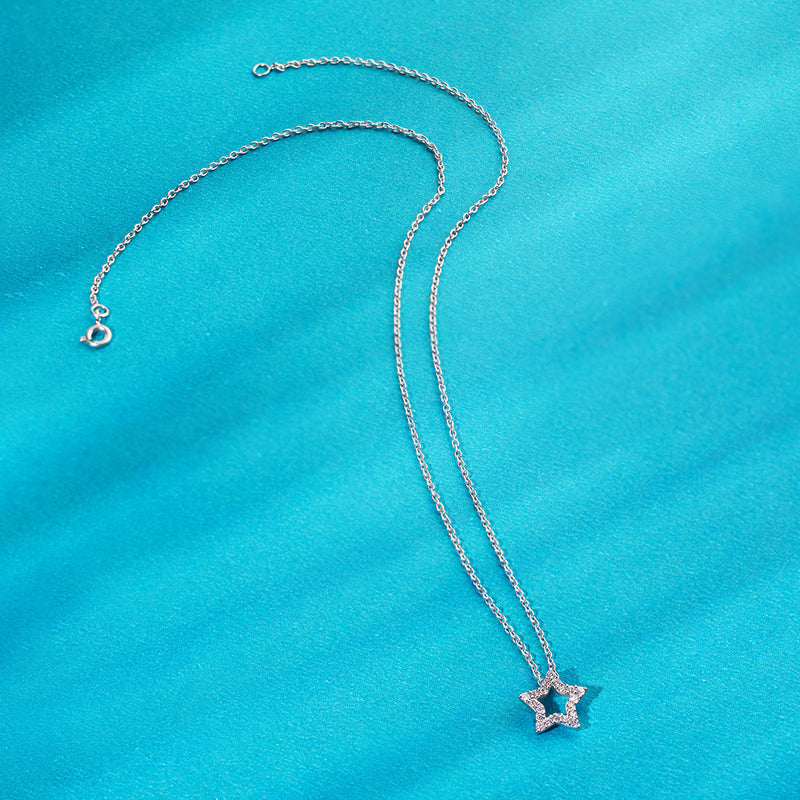 Silver Zircon Studded Star Necklace