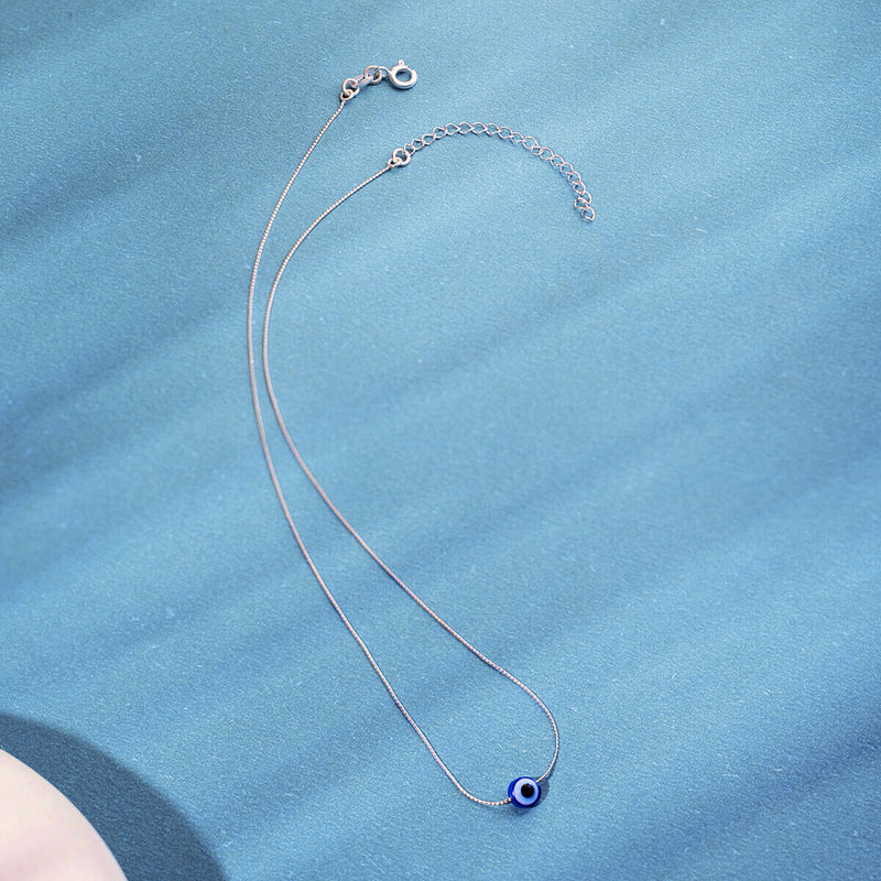 Silver Minimal Evil Eye Necklace