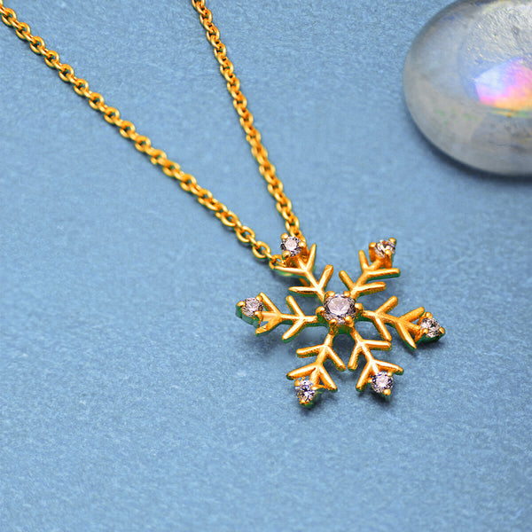 18K Gold Plated Silver Snowflake Necklace