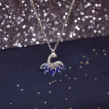 Silver Peacock Tanzanite and Zircon Studded Necklace