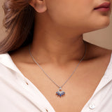 Silver Peacock Tanzanite and Zircon Studded Necklace