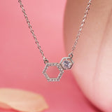 Silver Hexagon Zircon Studded Necklace