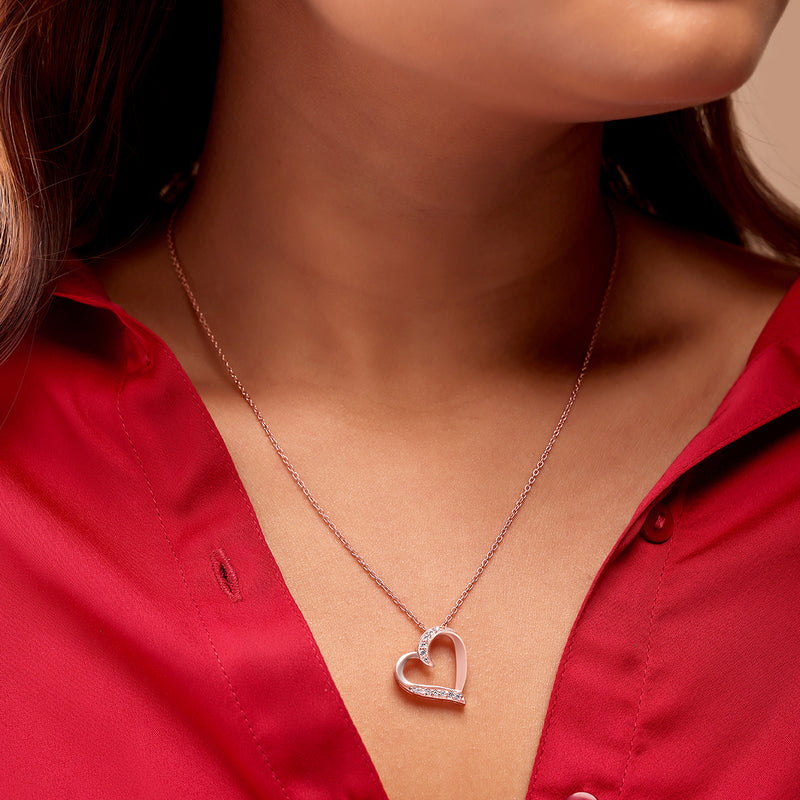 18K Rose Gold Plated Silver Enchanting Heart Necklace