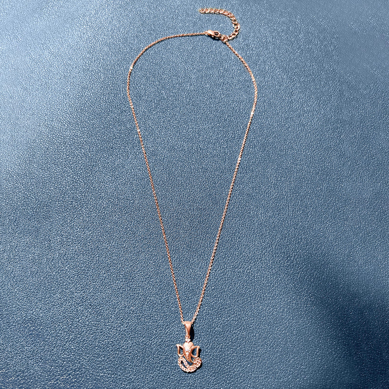 18K Rose Gold Plated Silver Ganpati Necklace