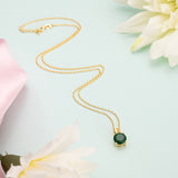 18K Gold Plated Silver Green Solitaire Necklace