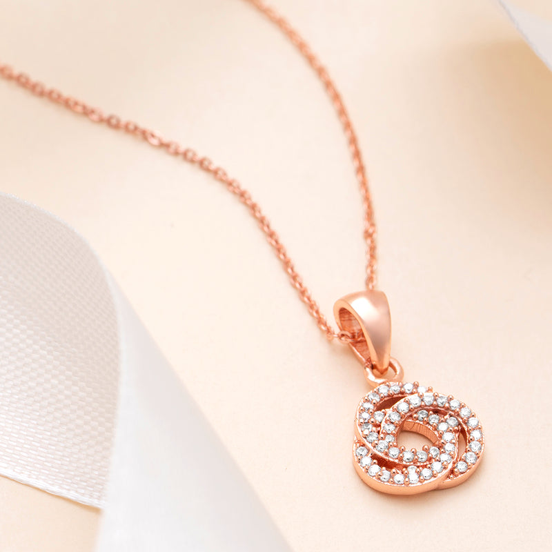 18K Rose Gold Plated Silver Trinity Knot Necklace