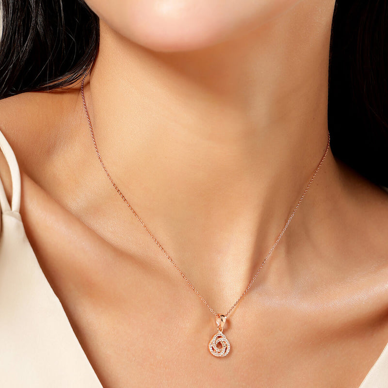 18K Rose Gold Plated Silver Trinity Knot Necklace