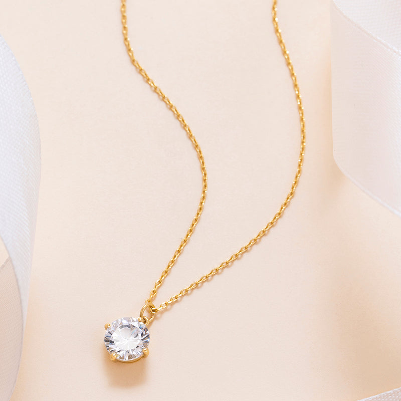 18K Gold Plated Silver Timeless Solitaire Necklace