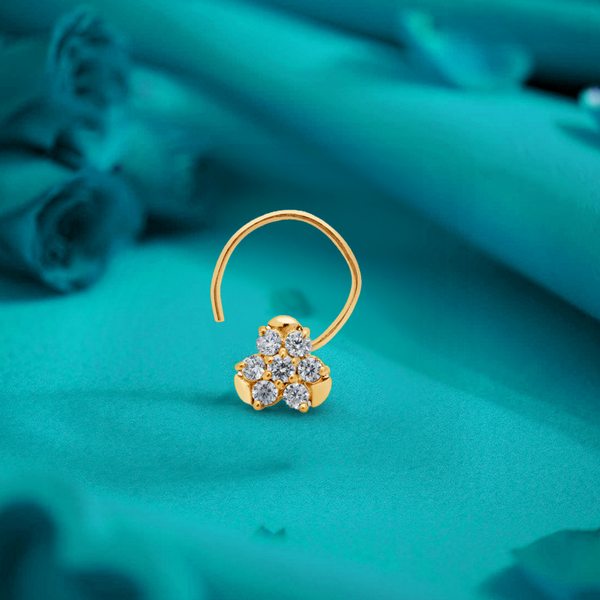 18K Gold Plated Silver Studded Nose Pin