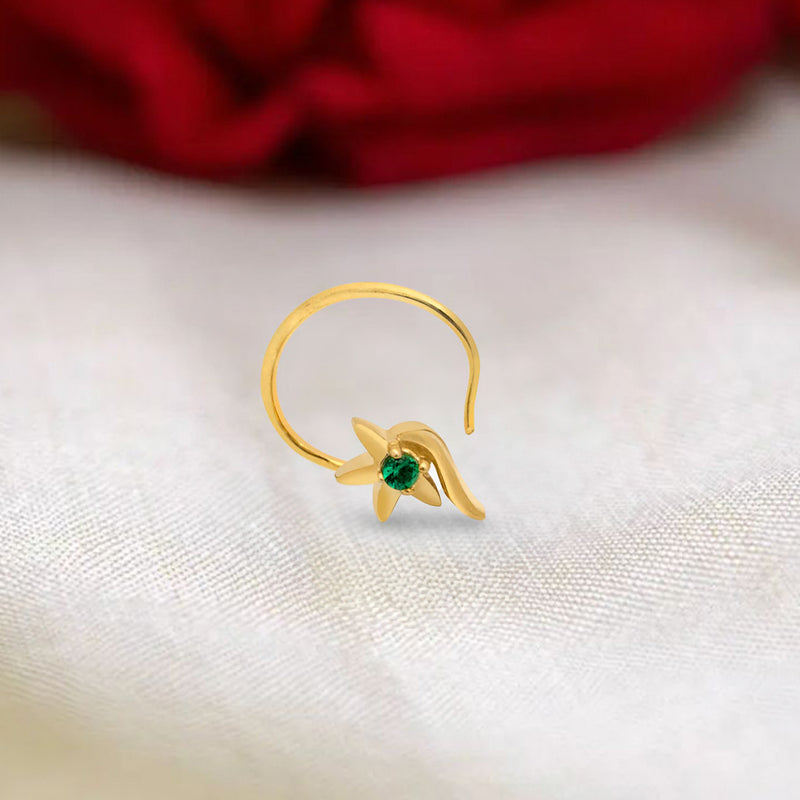 18K Gold Plated Silver Zircon Nose Pin