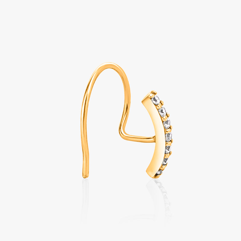 18k Gold Plated Silver White Zircon Nose Ring