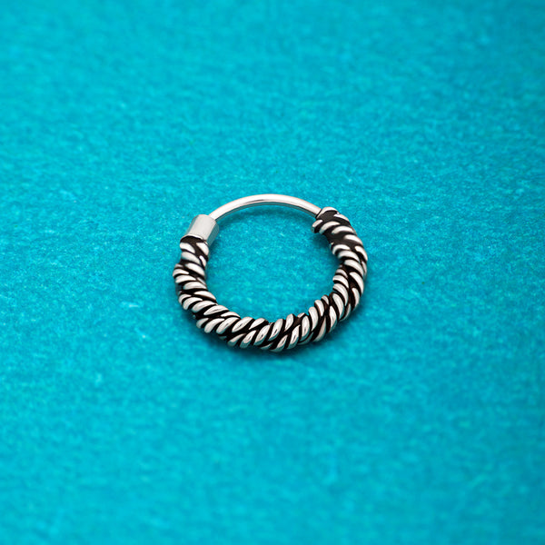 Oxidised Silver Coiled Nose Ring