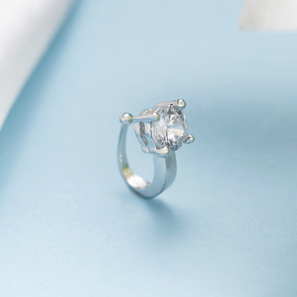 Timeless Zircon Silver Clip On Nose Pin