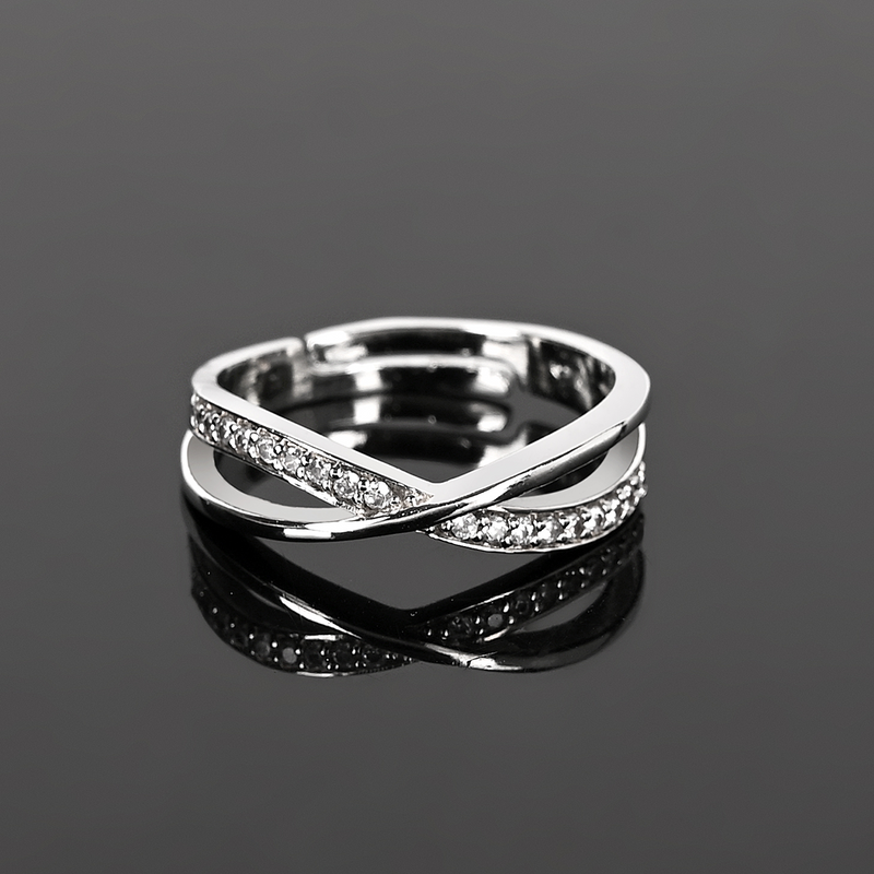 Silver Minimal Studded Zircon Ring