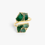 18k Gold Plated Silver Emerald Copper Turquoise Ring