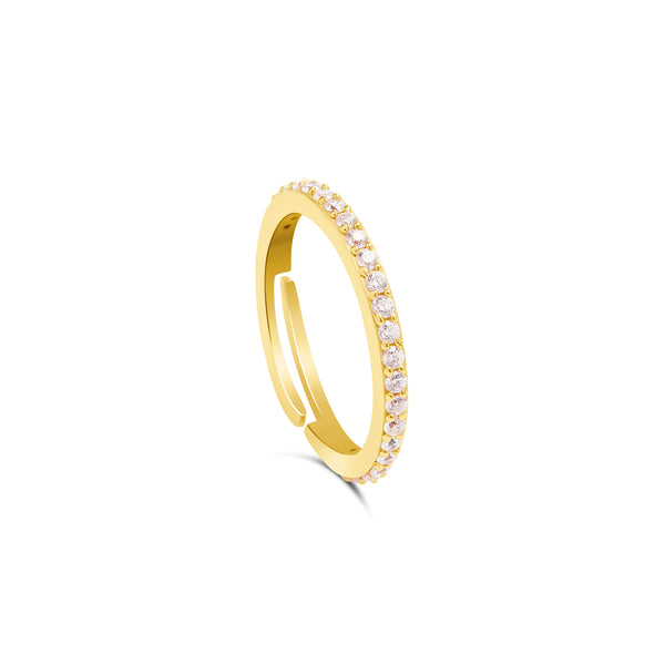 Gold Plated Half Eternity Silver Ring