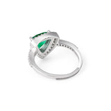 Statement Green Trillion And White Sterling Silver Ring