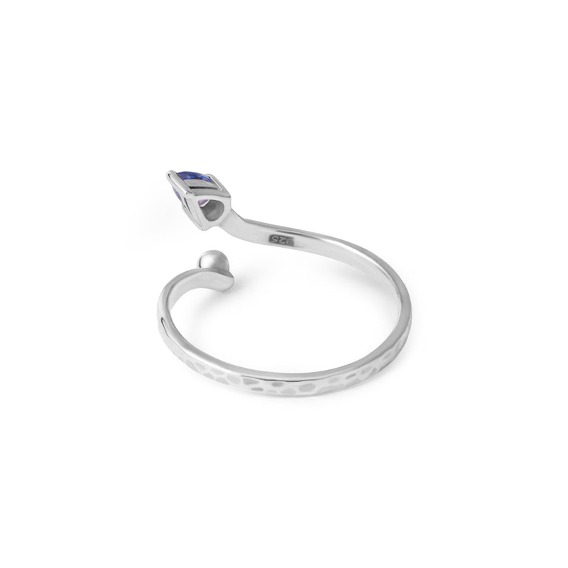Blue Pear Silver Ring