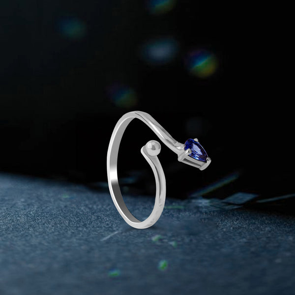 Blue Pear Silver Ring
