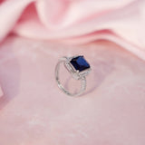 Blue Zircon Silver Statement Ring