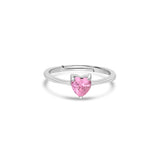 Pink Heart Zircon Silver Ring