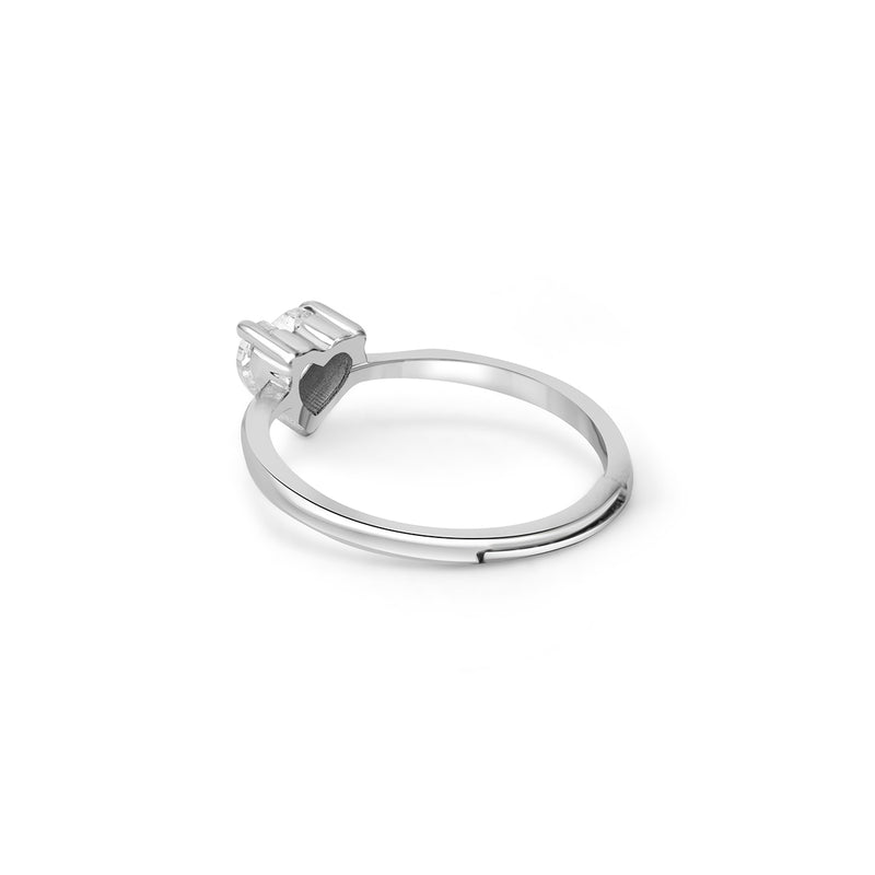 White Heart Zircon Silver Ring