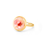 18k Gold Plated Pink Dry Flower Minimal Silver Ring