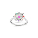 Silver Navratna Cluster Ring