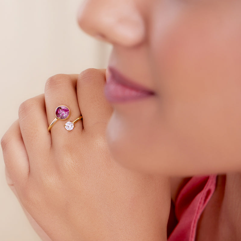18k Gold Plated Silver Ruby Copper Turquoise Ring