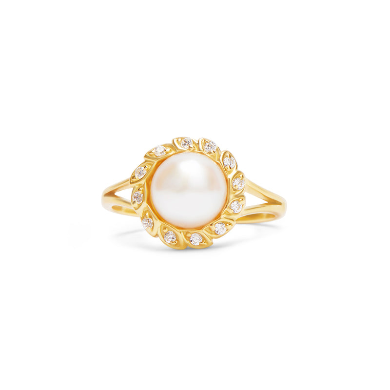 18k Gold Plated Silver Freshwater Pearl Floral Ring