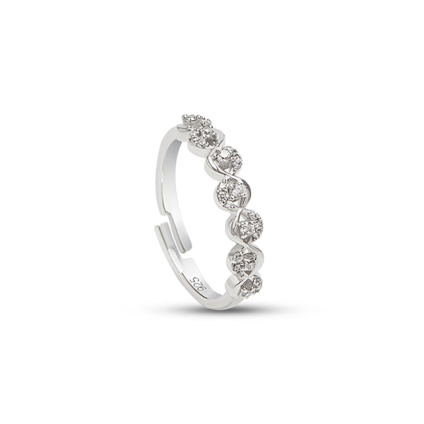 Silver Studded Wave Ring