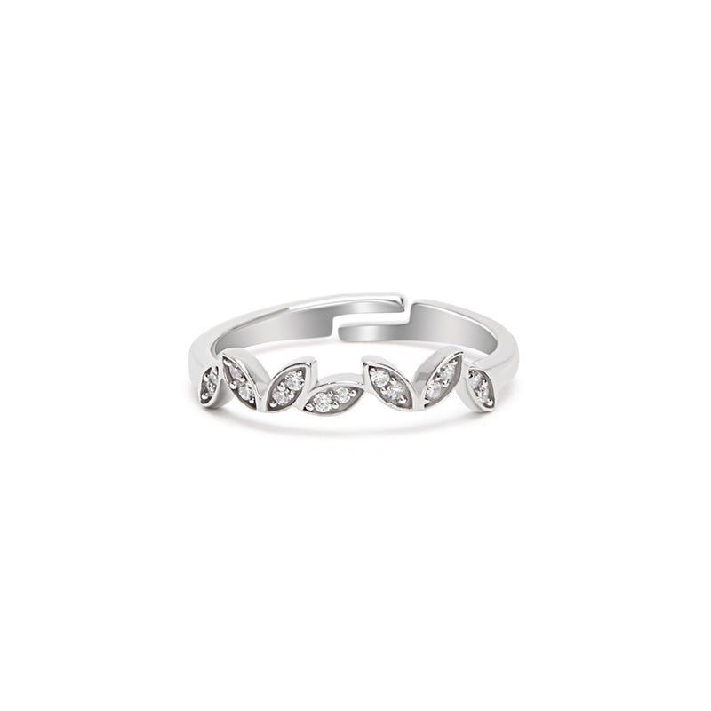 Elegant Silver Leaf Ring