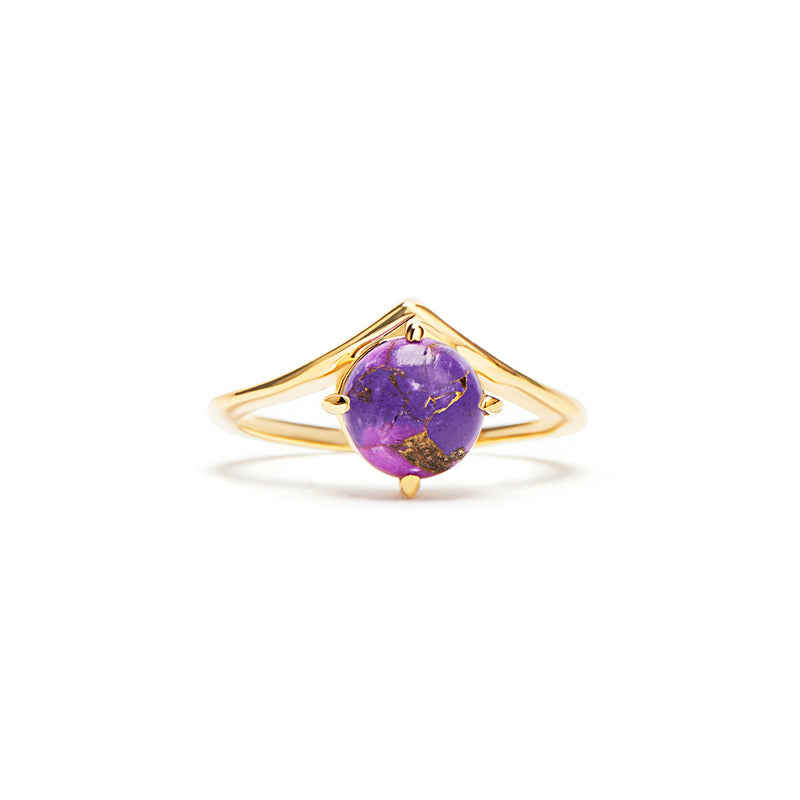 18k Gold Plated Silver Purple Copper Turquoise Ring