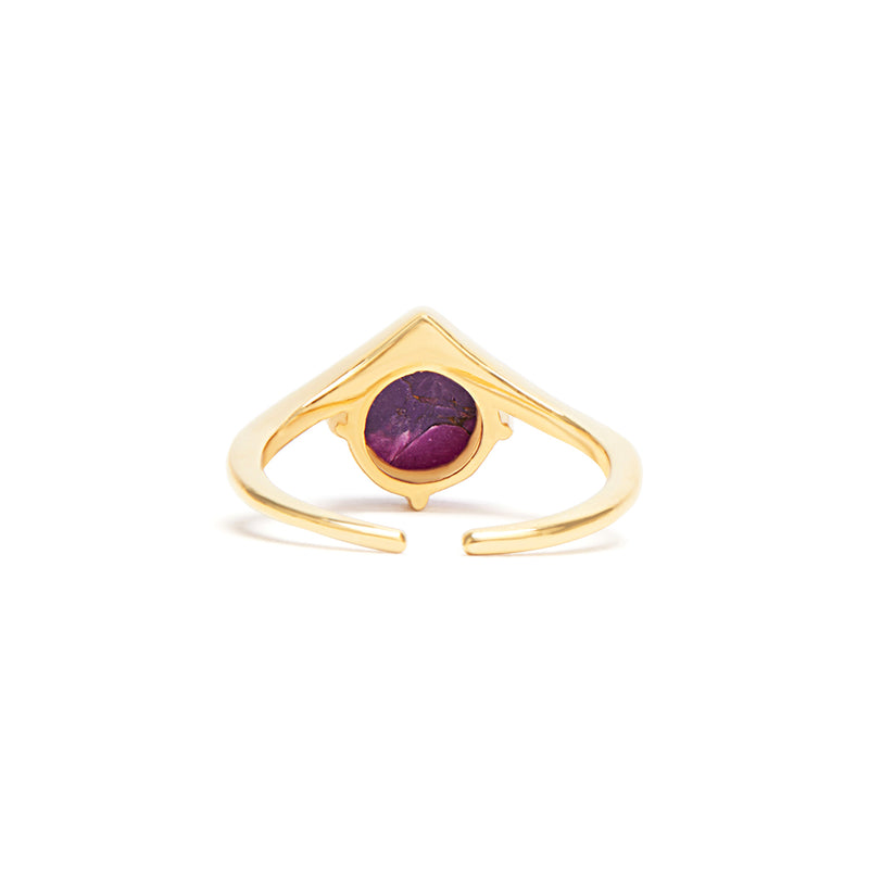 18k Gold Plated Silver Purple Copper Turquoise Ring