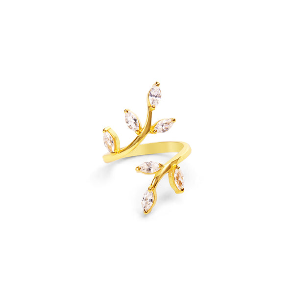 18k Gold Plated Silver Statement Leaf Ring