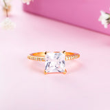 18K Gold Plated Silver Princess Cut Zircon Ring