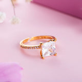 18K Gold Plated Silver Princess Cut Zircon Ring