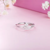 Silver Zircon Classic Floral Ring