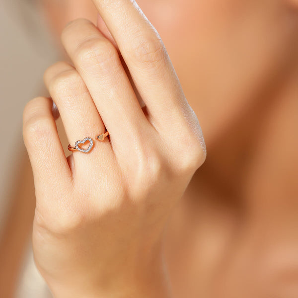 18K Rose Gold Plated Silver Eternal Heart Ring