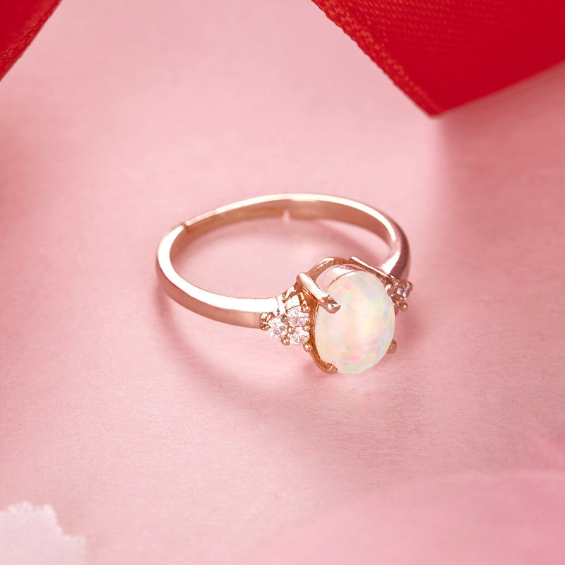 18K Rose Gold Plated Silver Opal Glow Ring