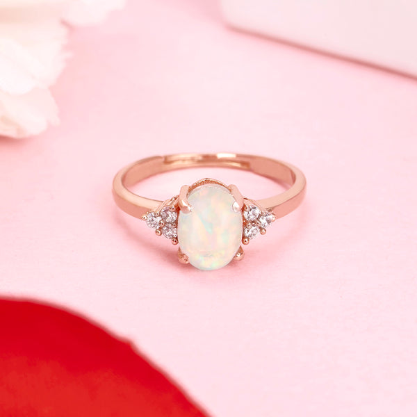 18K Rose Gold Plated Silver Opal Glow Ring