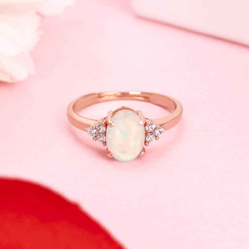 18K Rose Gold Plated Silver Opal Glow Ring