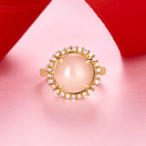 18K Gold Plated Silver Rose Onyx Halo Ring