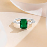 Silver Emerald Path Zircon Ring