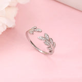 Silver Blooming Leaf Zircon Ring