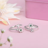 Silver Graceful Floral Zircon Toe Ring