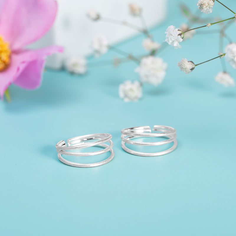 Silver Dainty Triple Layer Toe Rings